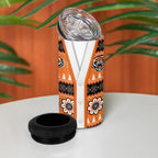 Tigers Rugby Christmas 4 in 1 Can Cooler Tumbler Aboriginal Seamless Cardigan Inspired