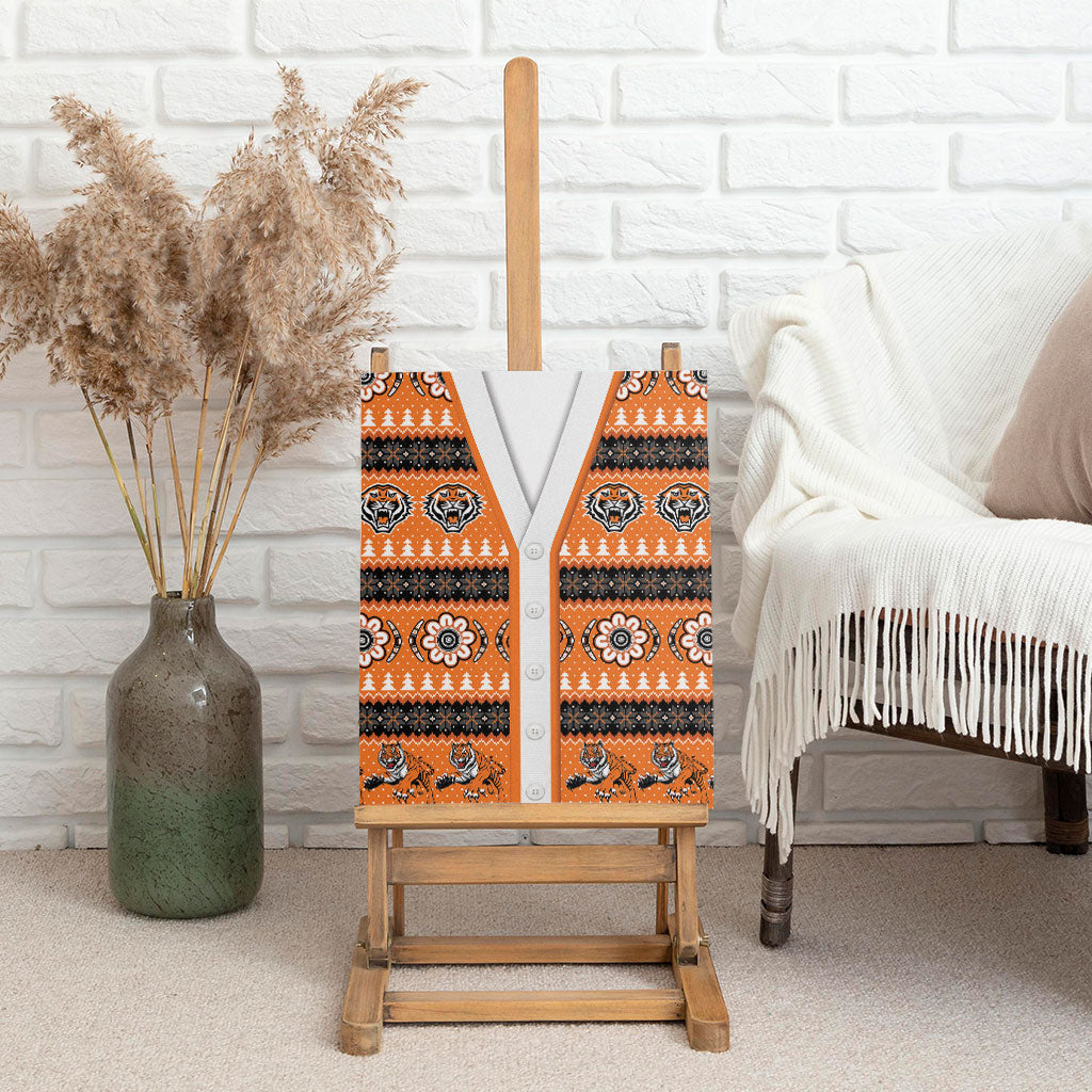 Tigers Rugby Christmas Canvas Wall Art Aboriginal Seamless Cardigan Inspired