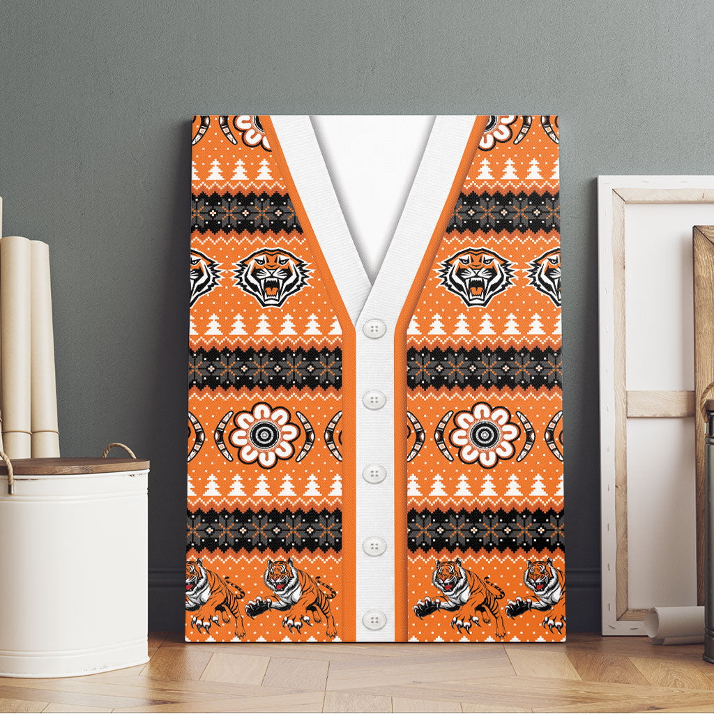 Tigers Rugby Christmas Canvas Wall Art Aboriginal Seamless Cardigan Inspired