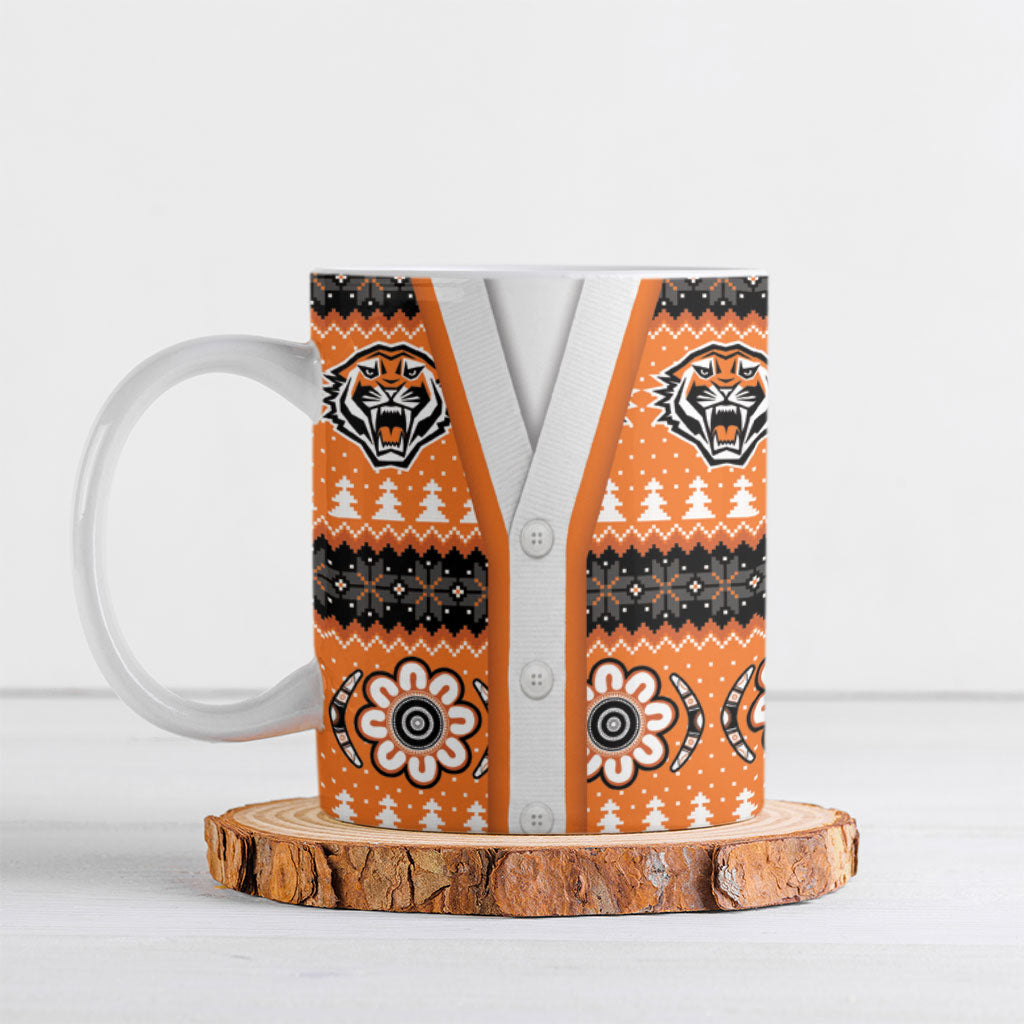 Tigers Rugby Christmas Ceramic Mug Aboriginal Seamless Cardigan Inspired