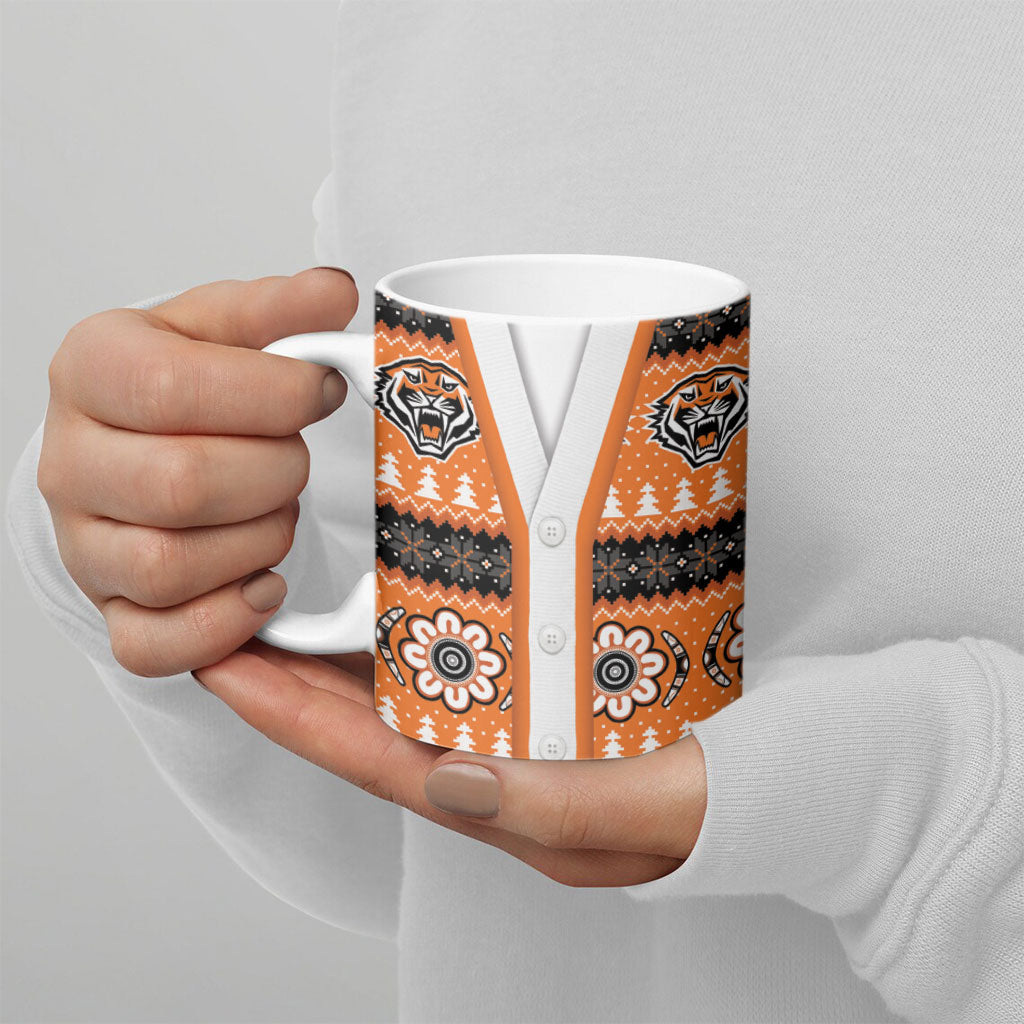 Tigers Rugby Christmas Ceramic Mug Aboriginal Seamless Cardigan Inspired