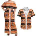 Tigers Rugby Christmas Couples Matching Off Shoulder Maxi Dress and Hawaiian Shirt Aboriginal Seamless Cardigan Inspired
