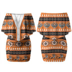 Tigers Rugby Christmas Couples Matching Off Shoulder Short Dress and Hawaiian Shirt Aboriginal Seamless Cardigan Inspired