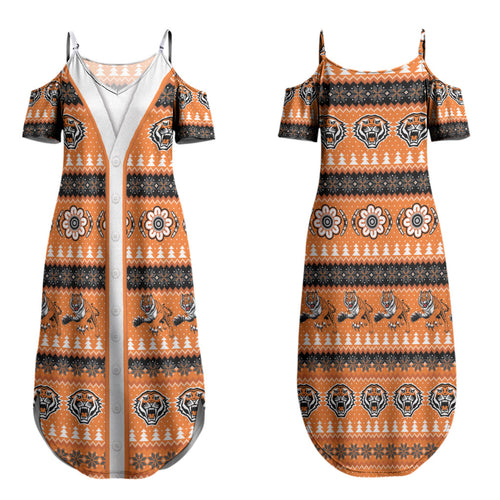 Tigers Rugby Christmas Couples Matching Summer Maxi Dress and Hawaiian Shirt Aboriginal Seamless Cardigan Inspired