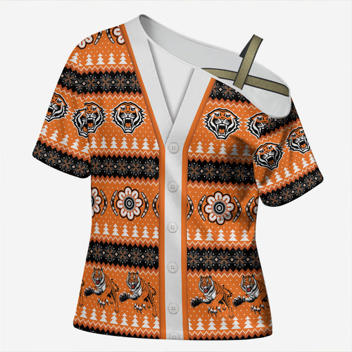 Tigers Rugby Christmas Cross Shoulder Shirt Aboriginal Seamless Cardigan Inspired