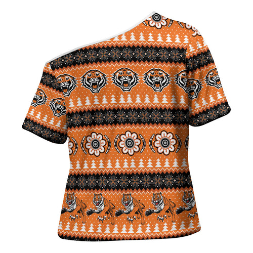 Tigers Rugby Christmas Cross Shoulder Shirt Aboriginal Seamless Cardigan Inspired