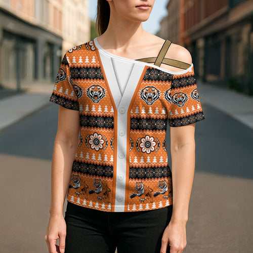 Tigers Rugby Christmas Cross Shoulder Shirt Aboriginal Seamless Cardigan Inspired