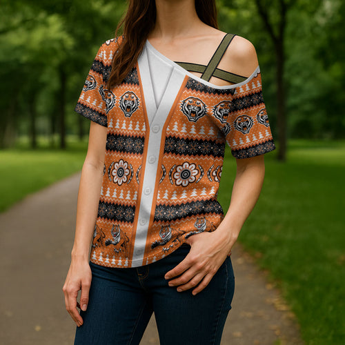 Tigers Rugby Christmas Cross Shoulder Shirt Aboriginal Seamless Cardigan Inspired