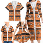 Tigers Rugby Christmas Family Matching Long Sleeve Bodycon Dress and Hawaiian Shirt Aboriginal Seamless Cardigan Inspired