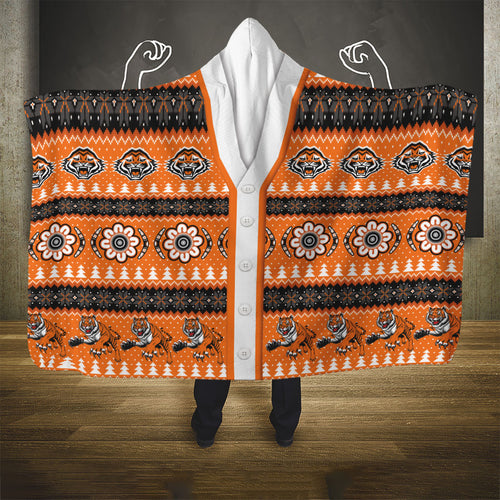 Tigers Rugby Christmas Hooded Blanket Aboriginal Seamless Cardigan Inspired