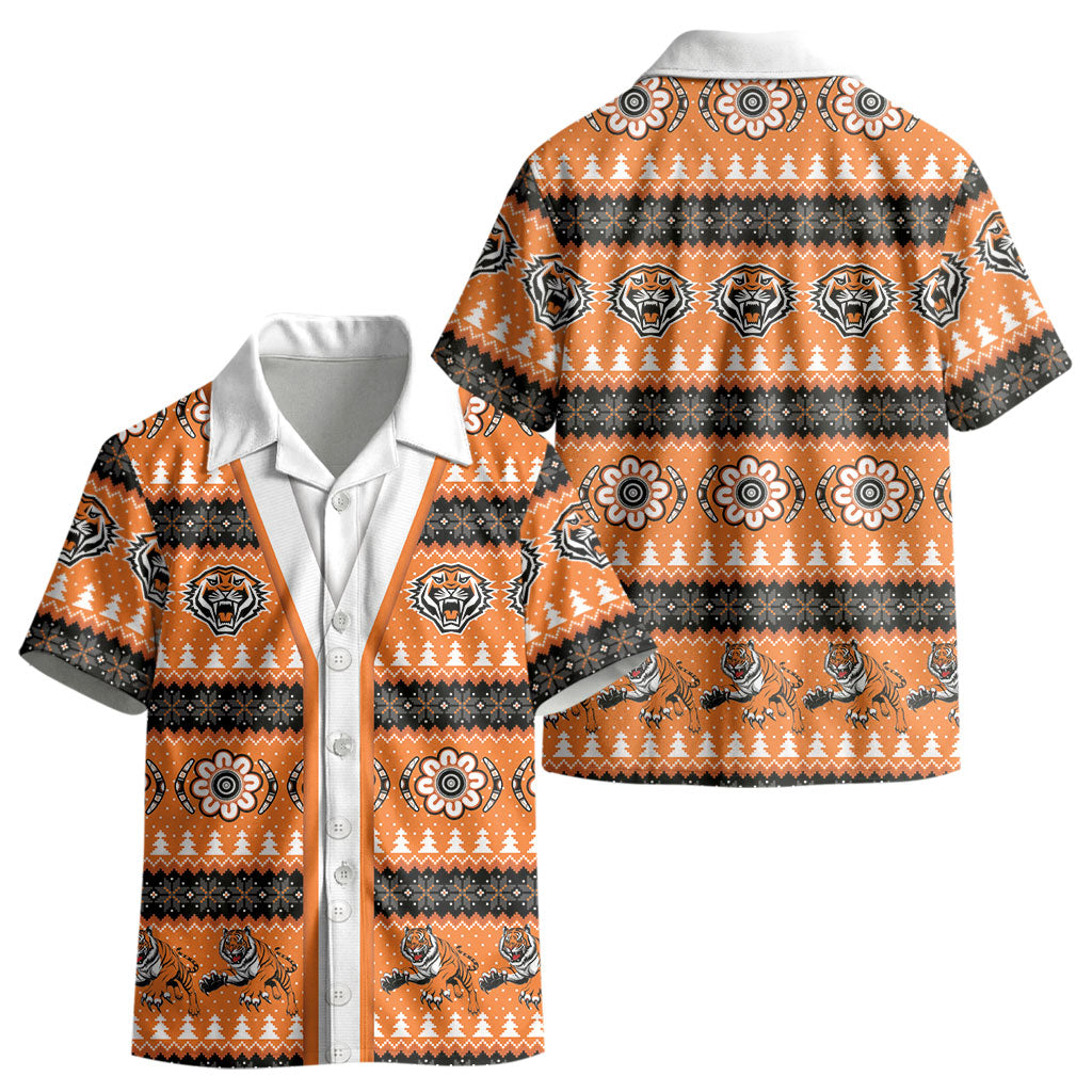 Tigers Rugby Christmas Kid Hawaiian Shirt Aboriginal Seamless Cardigan Inspired