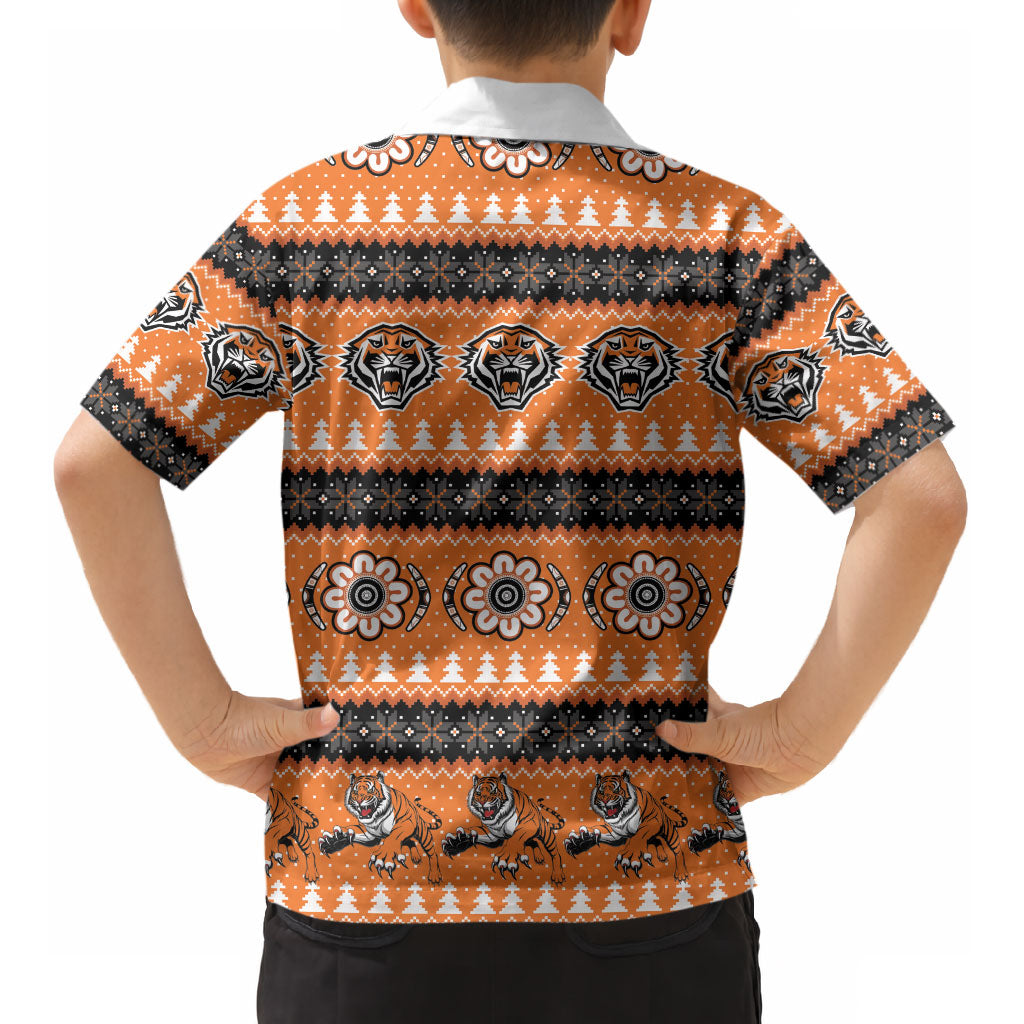 Tigers Rugby Christmas Kid Hawaiian Shirt Aboriginal Seamless Cardigan Inspired