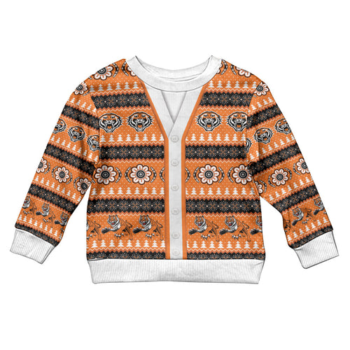 Tigers Rugby Christmas Kid Ugly Christmas Sweater Aboriginal Seamless Cardigan Inspired