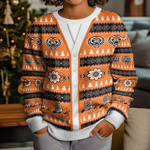 Tigers Rugby Christmas Kid Ugly Christmas Sweater Aboriginal Seamless Cardigan Inspired