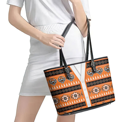 Tigers Rugby Christmas Leather Tote Bag Aboriginal Seamless Cardigan Inspired
