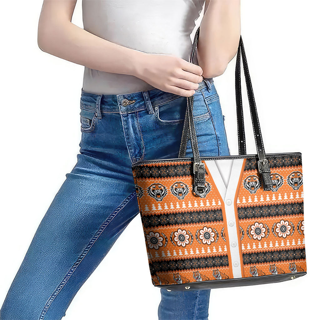 Tigers Rugby Christmas Leather Tote Bag Aboriginal Seamless Cardigan Inspired