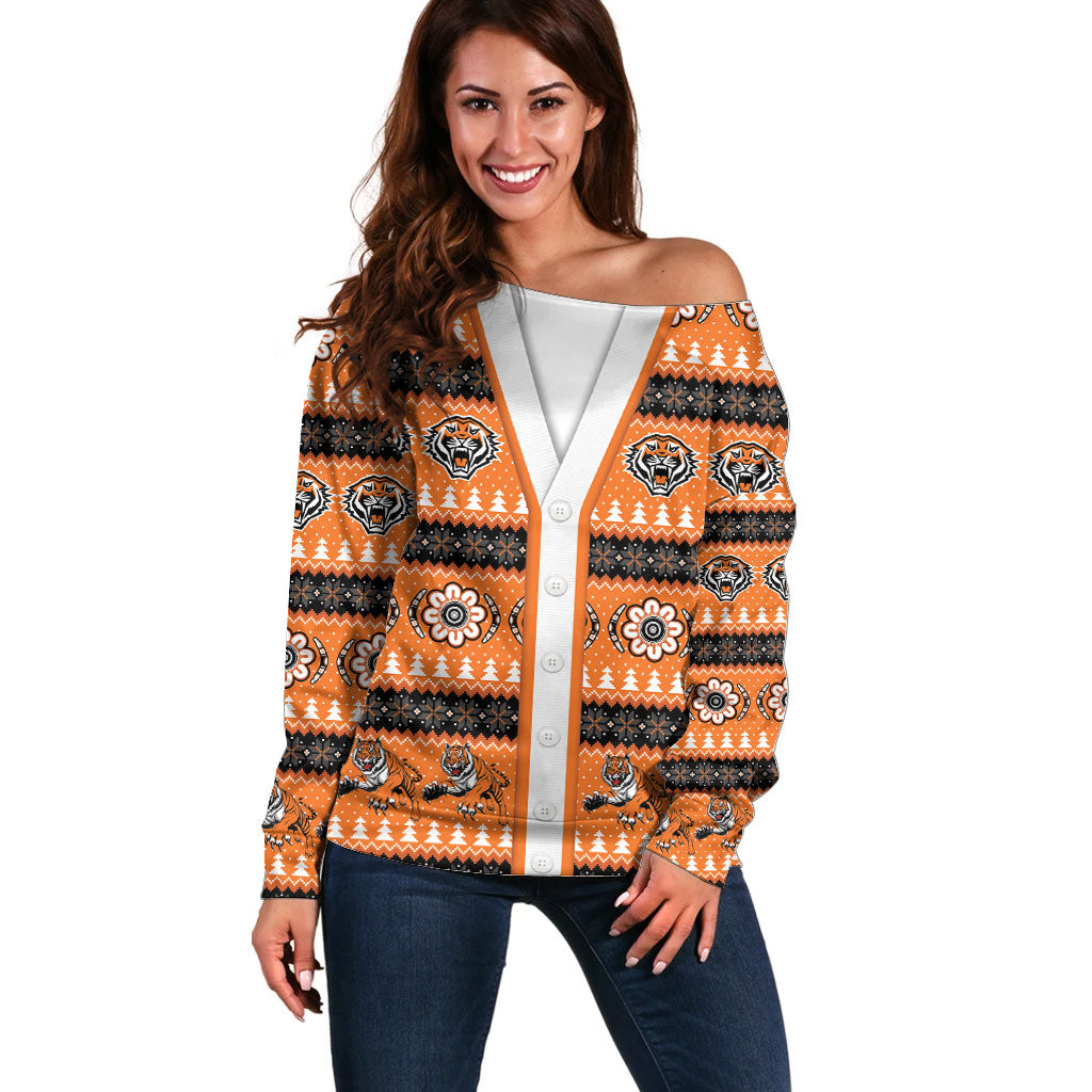 Tigers Rugby Christmas Off Shoulder Sweater Aboriginal Seamless Cardigan Inspired