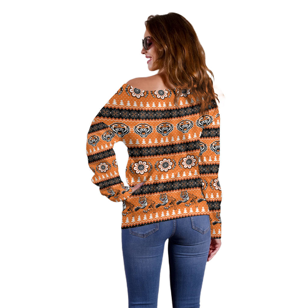 Tigers Rugby Christmas Off Shoulder Sweater Aboriginal Seamless Cardigan Inspired