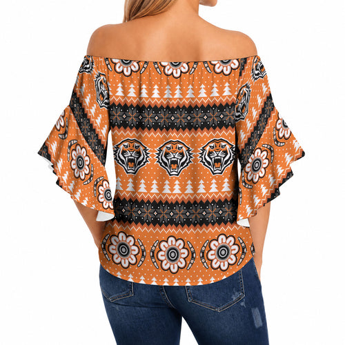 Tigers Rugby Christmas Off Shoulder Wrap Waist Top Aboriginal Seamless Cardigan Inspired