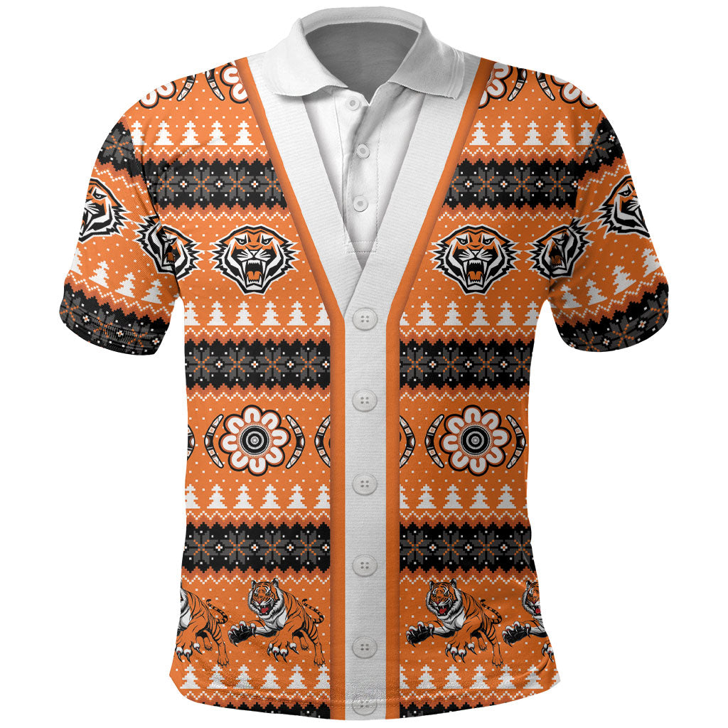 Tigers Rugby Christmas Polo Shirt Aboriginal Seamless Cardigan Inspired