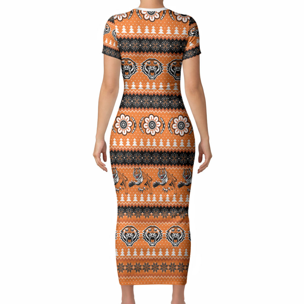 Tigers Rugby Christmas Short Sleeve Bodycon Dress Aboriginal Seamless Cardigan Inspired
