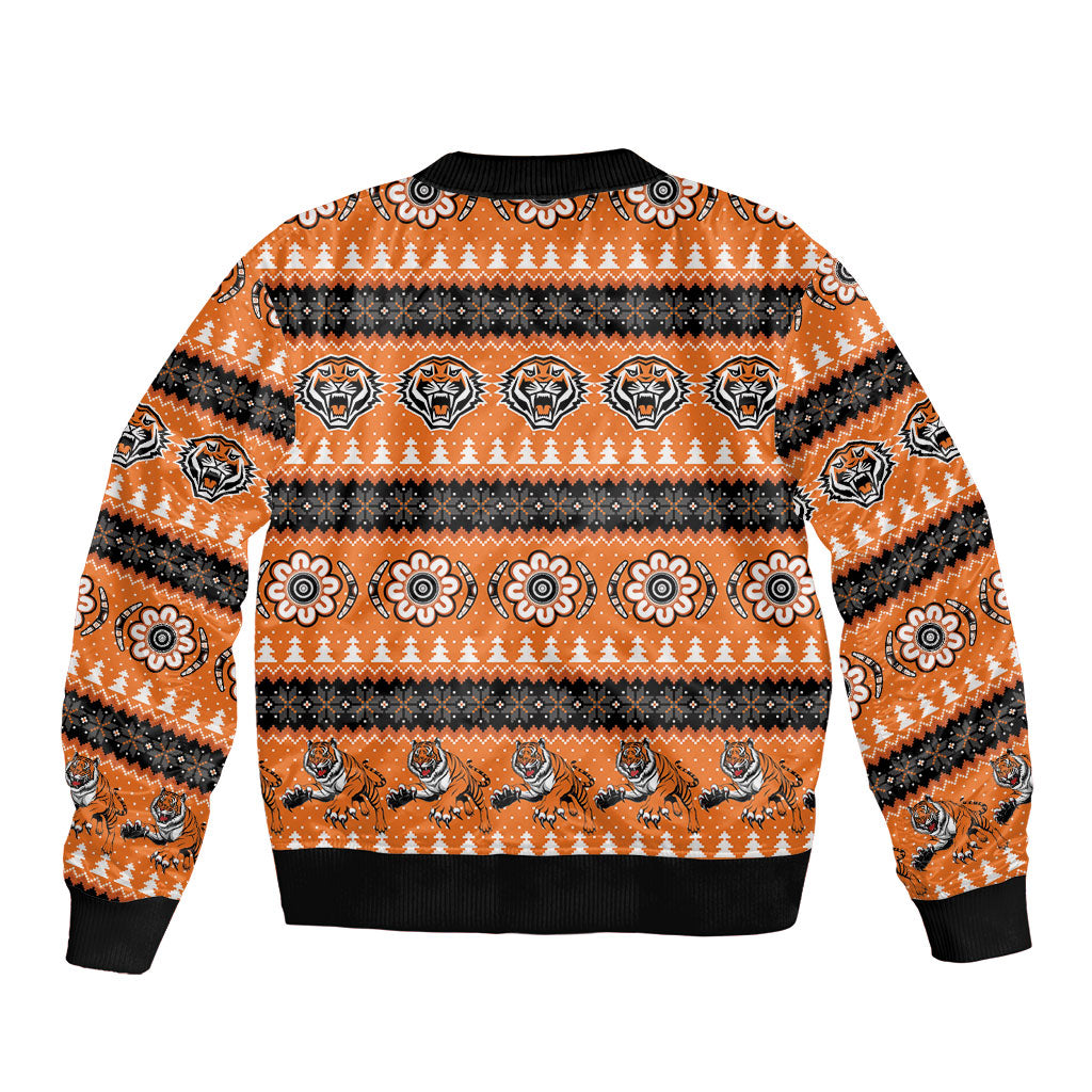 Tigers Rugby Christmas Sleeve Zip Bomber Jacket Aboriginal Seamless Cardigan Inspired