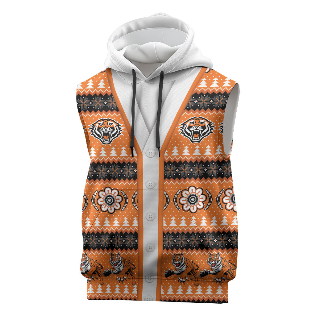 Tigers Rugby Christmas Sleeveless Hoodie Aboriginal Seamless Cardigan Inspired