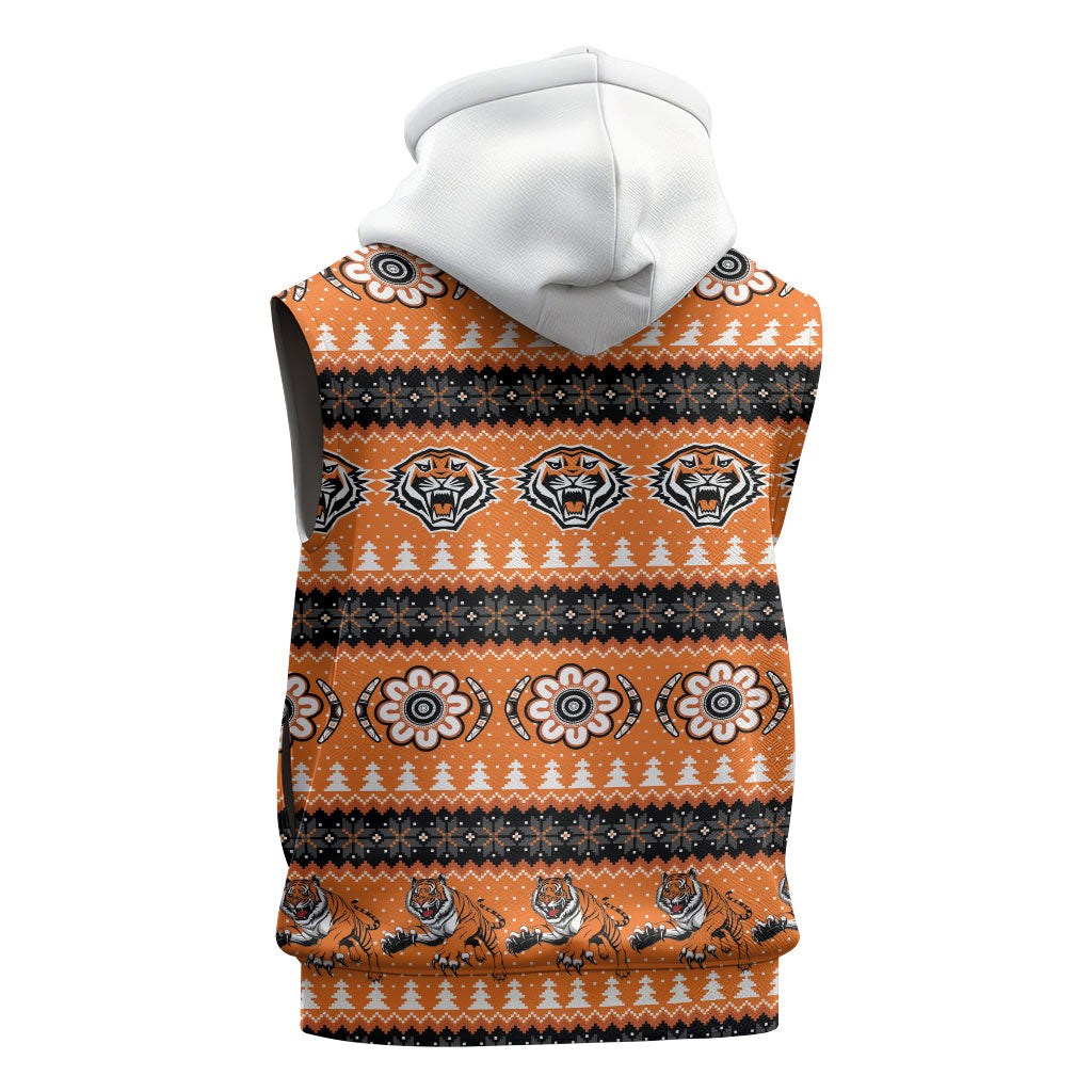 Tigers Rugby Christmas Sleeveless Hoodie Aboriginal Seamless Cardigan Inspired