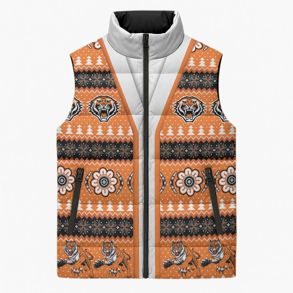 Tigers Rugby Christmas Sleeveless Puffer Jacket Aboriginal Seamless Cardigan Inspired