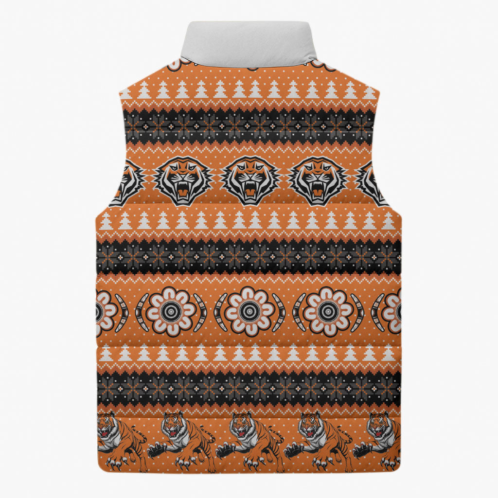 Tigers Rugby Christmas Sleeveless Puffer Jacket Aboriginal Seamless Cardigan Inspired