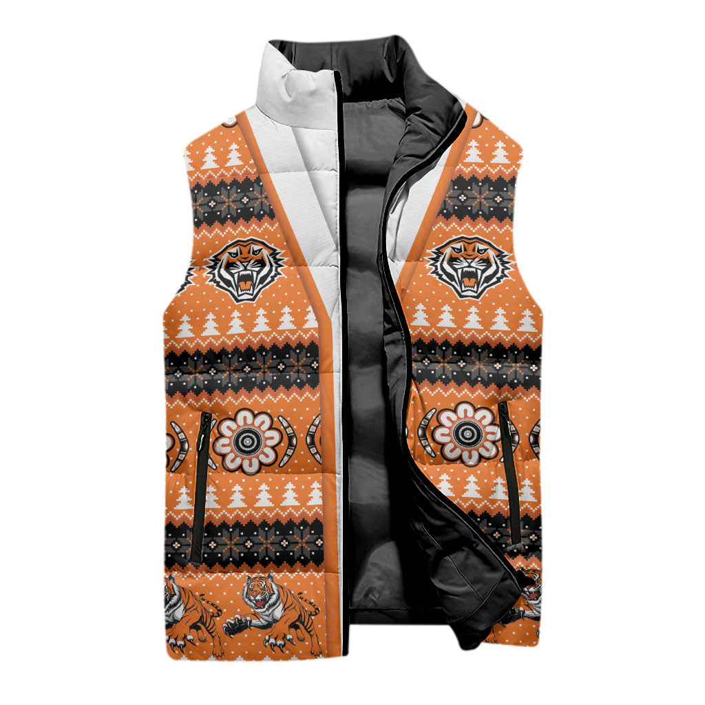 Tigers Rugby Christmas Sleeveless Puffer Jacket Aboriginal Seamless Cardigan Inspired
