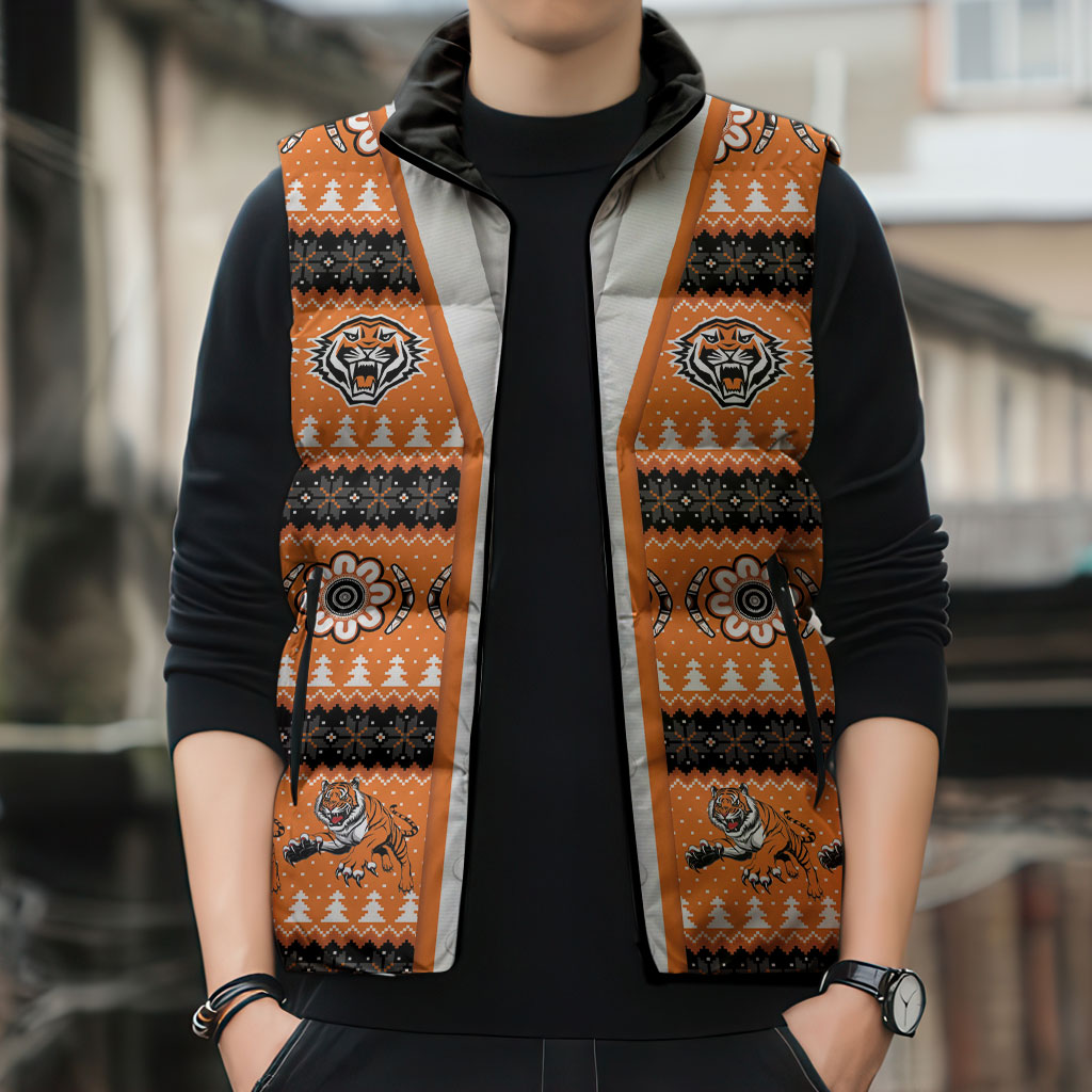 Tigers Rugby Christmas Sleeveless Puffer Jacket Aboriginal Seamless Cardigan Inspired