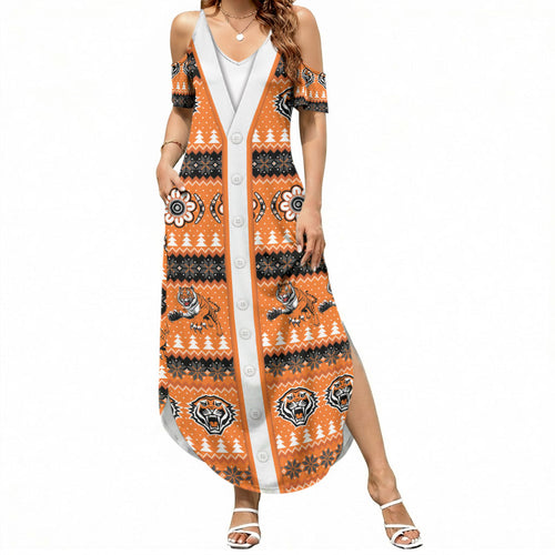Tigers Rugby Christmas Summer Maxi Dress Aboriginal Seamless Cardigan Inspired