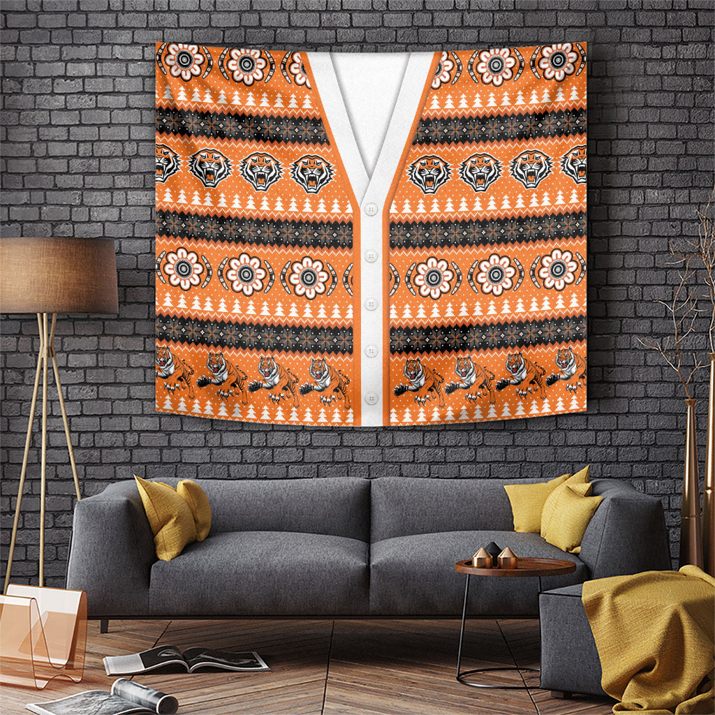 Tigers Rugby Christmas Tapestry Aboriginal Seamless Cardigan Inspired