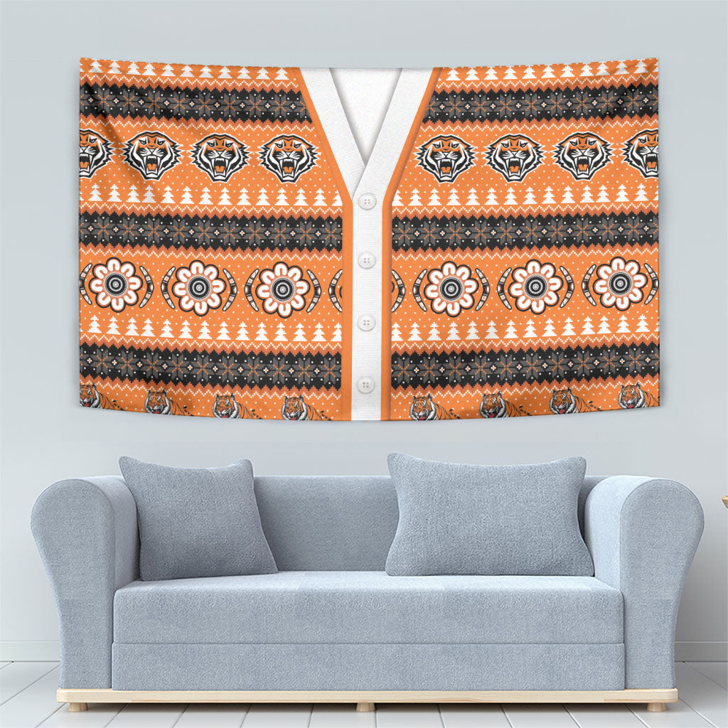 Tigers Rugby Christmas Tapestry Aboriginal Seamless Cardigan Inspired
