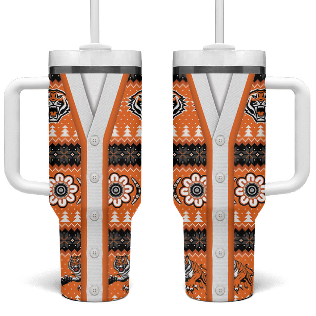 Tigers Rugby Christmas Tumbler With Handle Aboriginal Seamless Cardigan Inspired