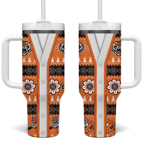 Tigers Rugby Christmas Tumbler With Handle Aboriginal Seamless Cardigan Inspired