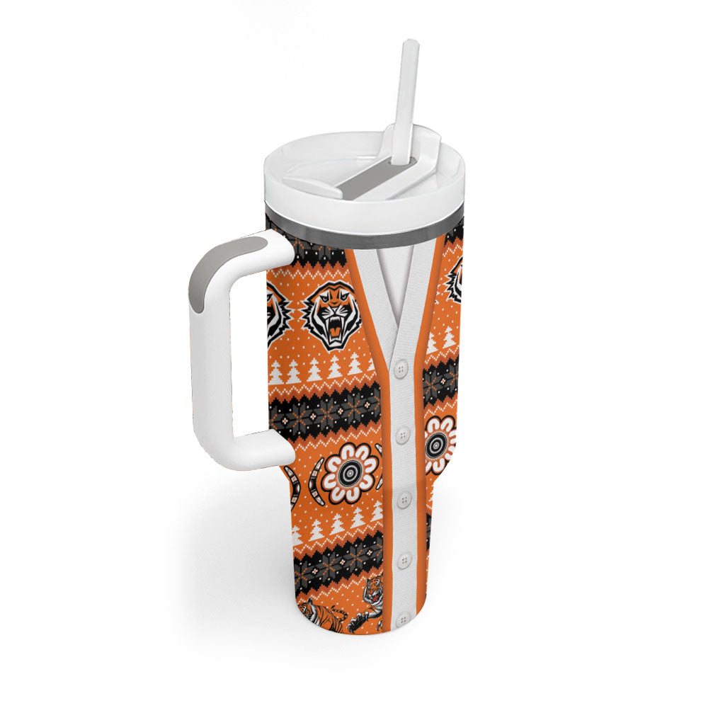 Tigers Rugby Christmas Tumbler With Handle Aboriginal Seamless Cardigan Inspired