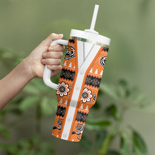 Tigers Rugby Christmas Tumbler With Handle Aboriginal Seamless Cardigan Inspired