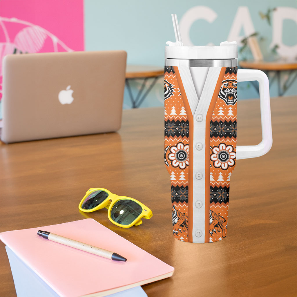 Tigers Rugby Christmas Tumbler With Handle Aboriginal Seamless Cardigan Inspired