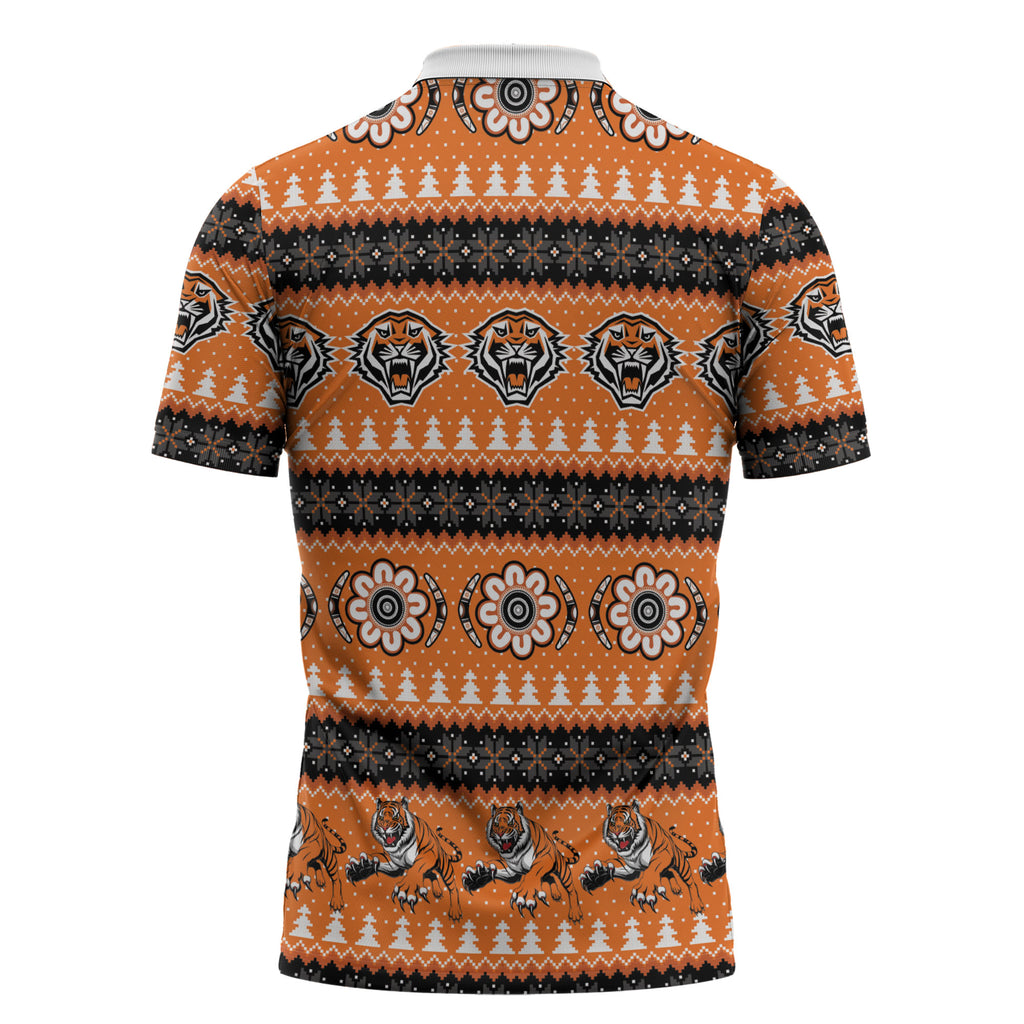 Tigers Rugby Christmas Zipper Polo Shirt Aboriginal Seamless Cardigan Inspired