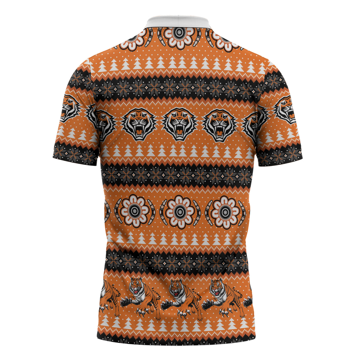 Tigers Rugby Christmas Zipper Polo Shirt Aboriginal Seamless Cardigan Inspired