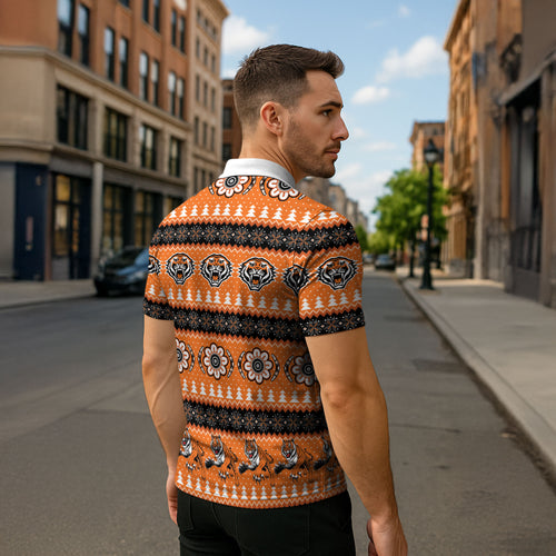 Tigers Rugby Christmas Zipper Polo Shirt Aboriginal Seamless Cardigan Inspired