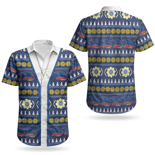 Adelaide Crows Football Christmas Couples Matching Long Sleeve Bodycon Dress and Hawaiian Shirt Aboriginal Seamless Cardigan Inspired