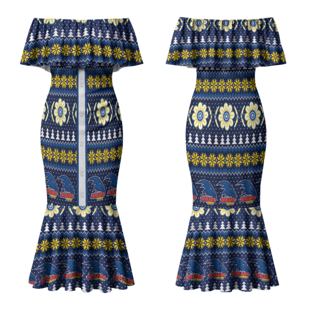 Adelaide Crows Football Christmas Couples Matching Mermaid Dress and Hawaiian Shirt Aboriginal Seamless Cardigan Inspired