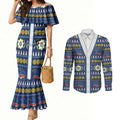 Adelaide Crows Football Christmas Couples Matching Mermaid Dress and Long Sleeve Button Shirt Aboriginal Seamless Cardigan Inspired