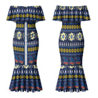 Adelaide Crows Football Christmas Couples Matching Mermaid Dress and Long Sleeve Button Shirt Aboriginal Seamless Cardigan Inspired
