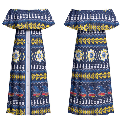 Adelaide Crows Football Christmas Couples Matching Off Shoulder Maxi Dress and Long Sleeve Button Shirt Aboriginal Seamless Cardigan Inspired