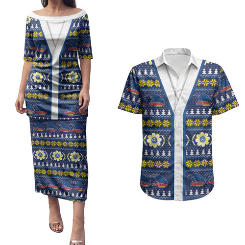 Adelaide Crows Football Christmas Couples Matching Puletasi and Hawaiian Shirt Aboriginal Seamless Cardigan Inspired
