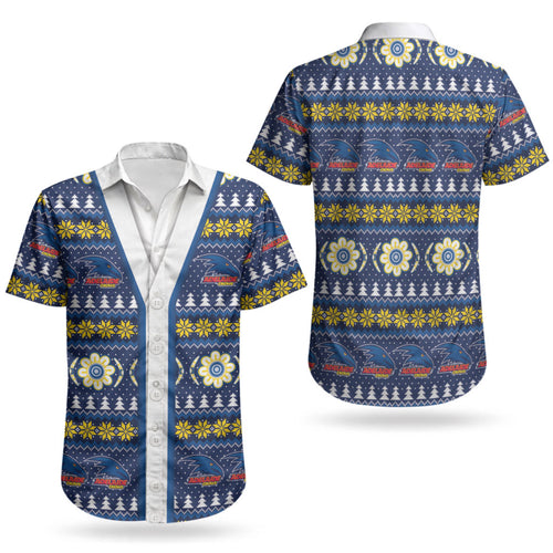 Adelaide Crows Football Christmas Couples Matching Short Sleeve Bodycon Dress and Hawaiian Shirt Aboriginal Seamless Cardigan Inspired
